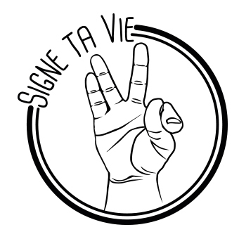 Logo circulaire noir et blanc Signe ta vie